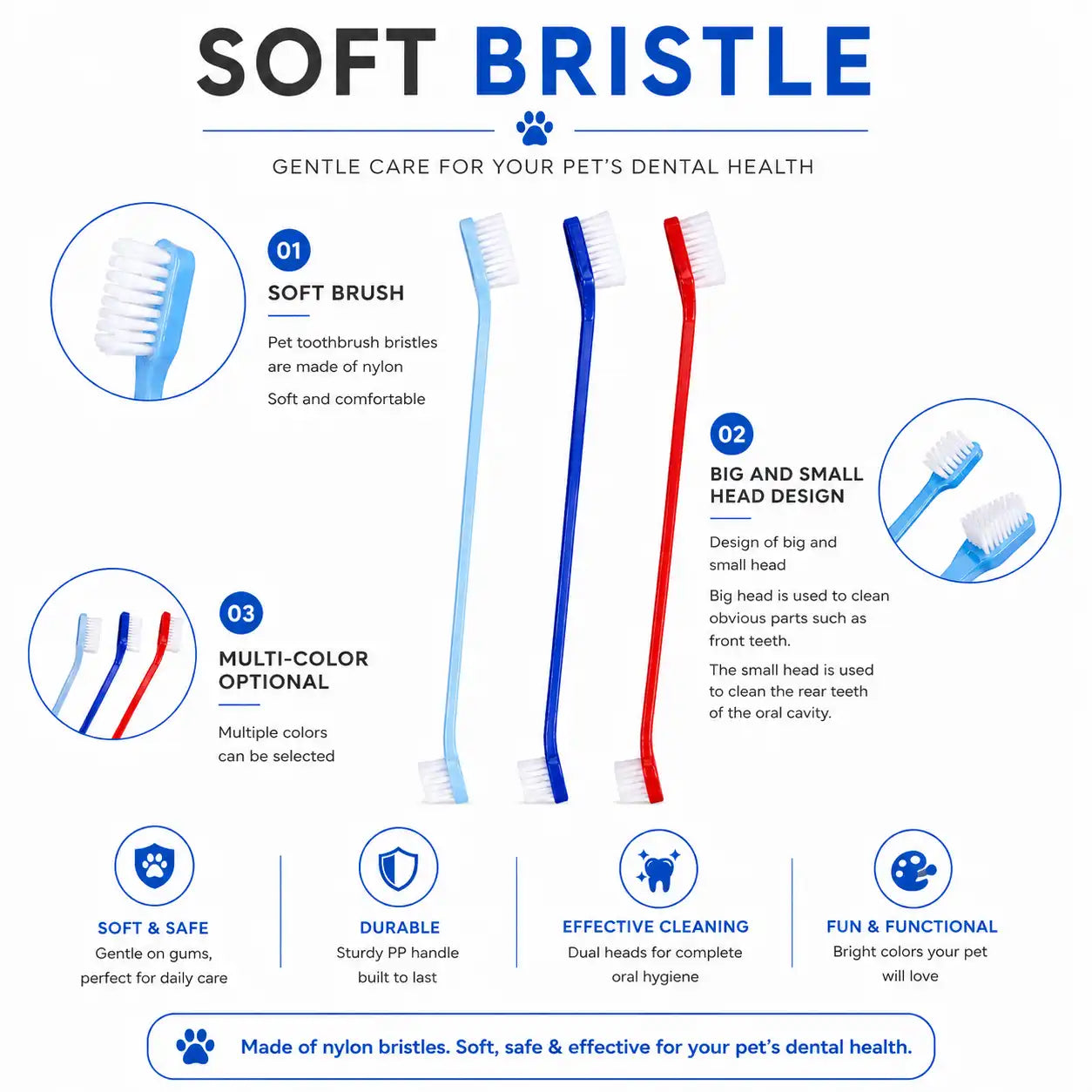 BrightBite Dual-Ended Dog Toothbrush