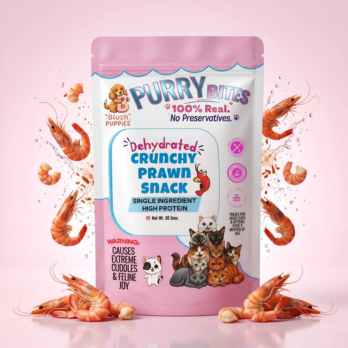 PURRY Bites Dehydrated Crunchy Prawn Snack