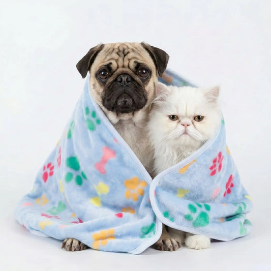 Soft Sky Paws & Bones Fleece Blanket