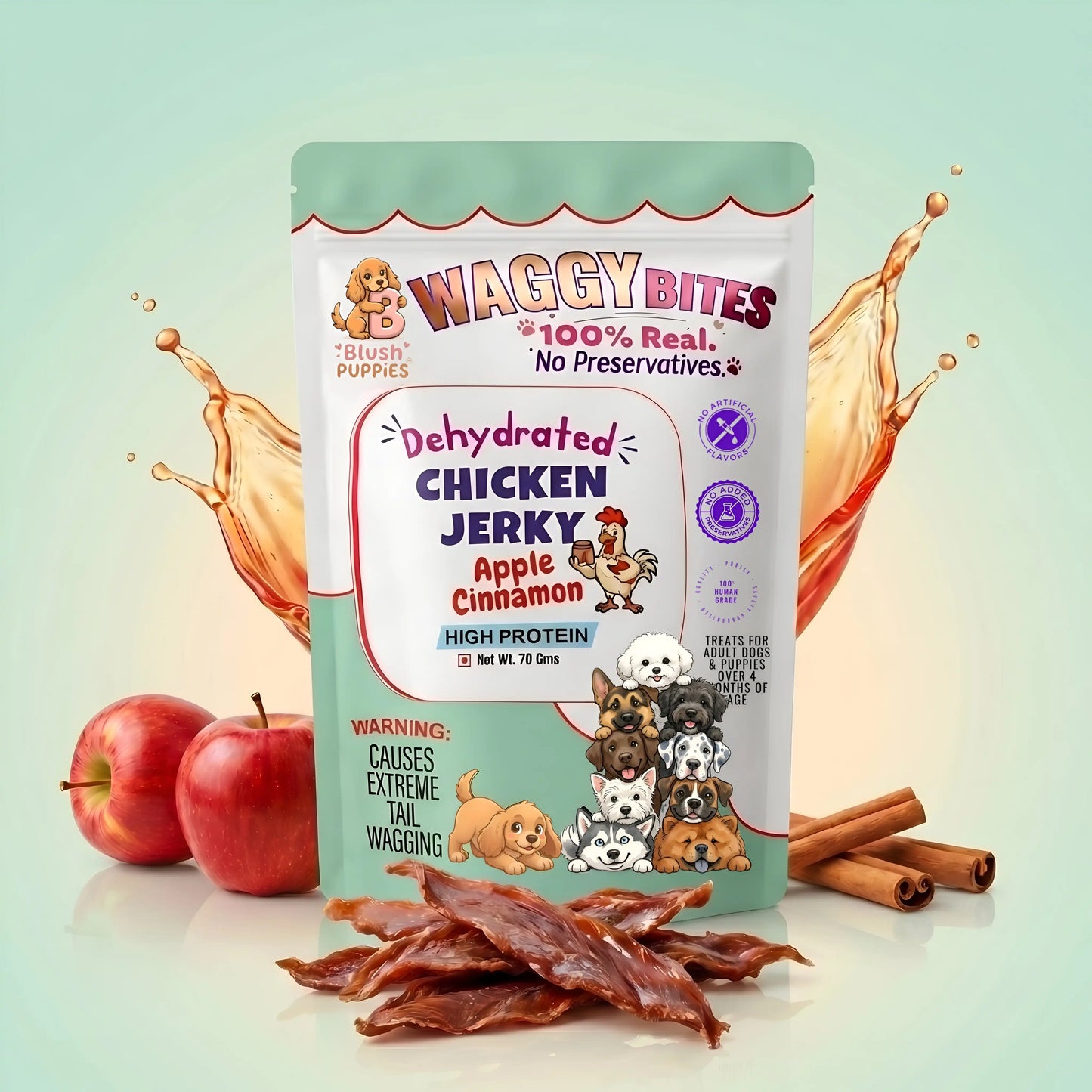 WAGGY Bites Dehydrated Chicken Jerky for Dogs (Apple Cinnamon)