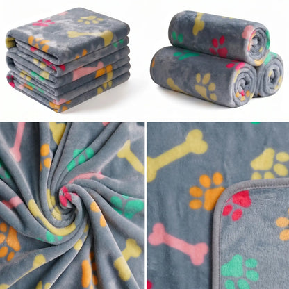 Grey Paws & Bones Fleece Blanket