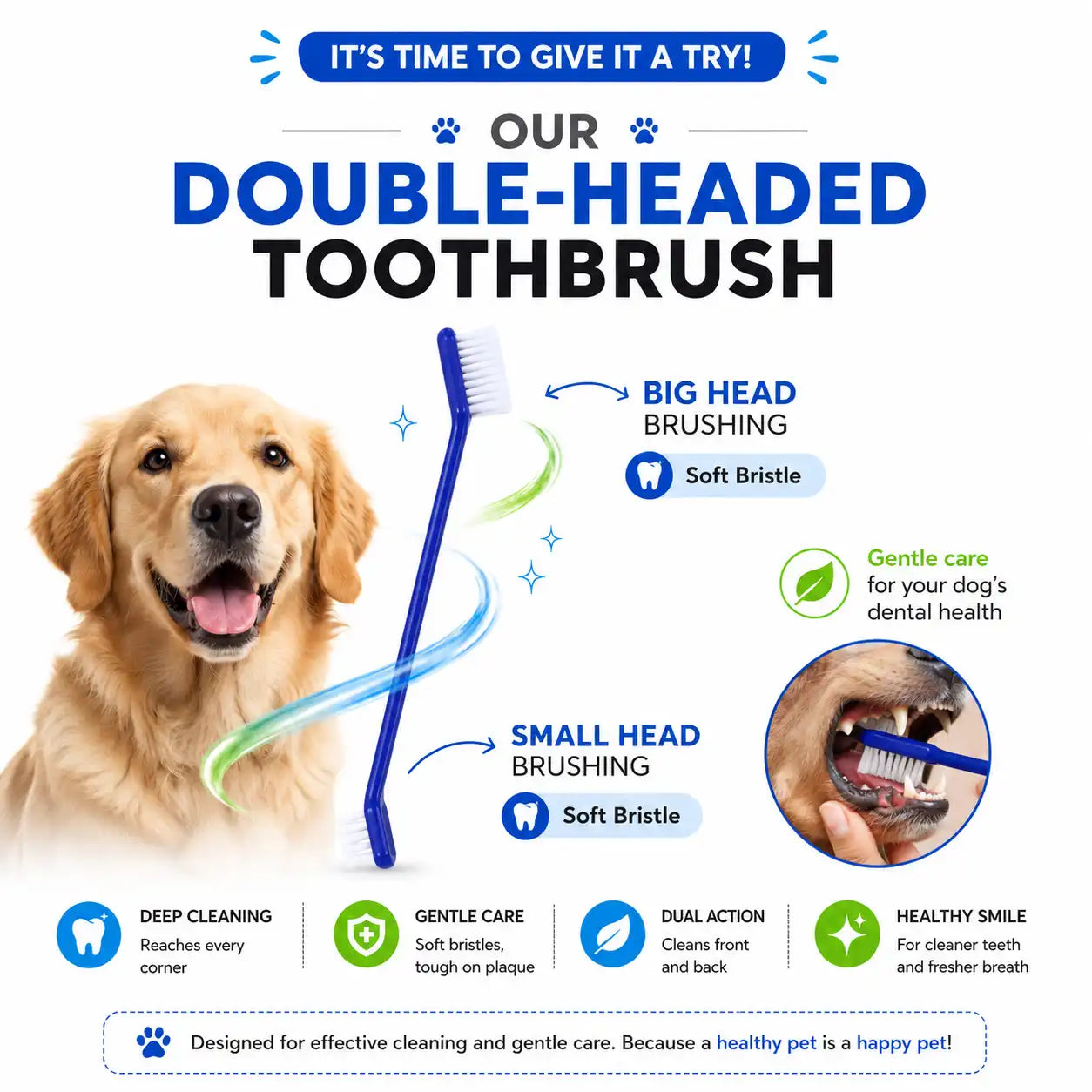 BrightBite Dual-Ended Dog Toothbrush