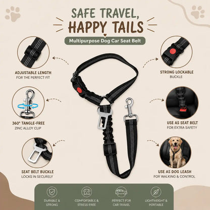Pawssenger Multi-Use Dog Car Seat Belt