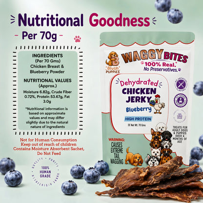 WAGGY Bites Dehydrated Chicken Jerky (Blueberry)