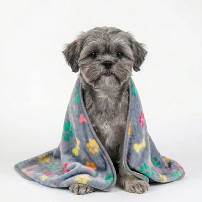 Grey Paws & Bones Fleece Blanket