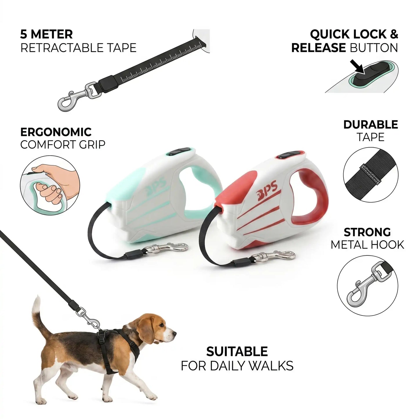 Blush Puppies Stride Retractable Leash