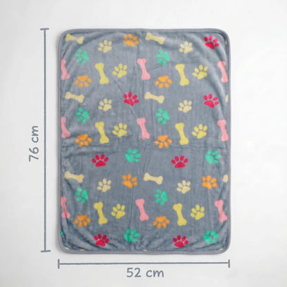 Grey Paws & Bones Fleece Blanket